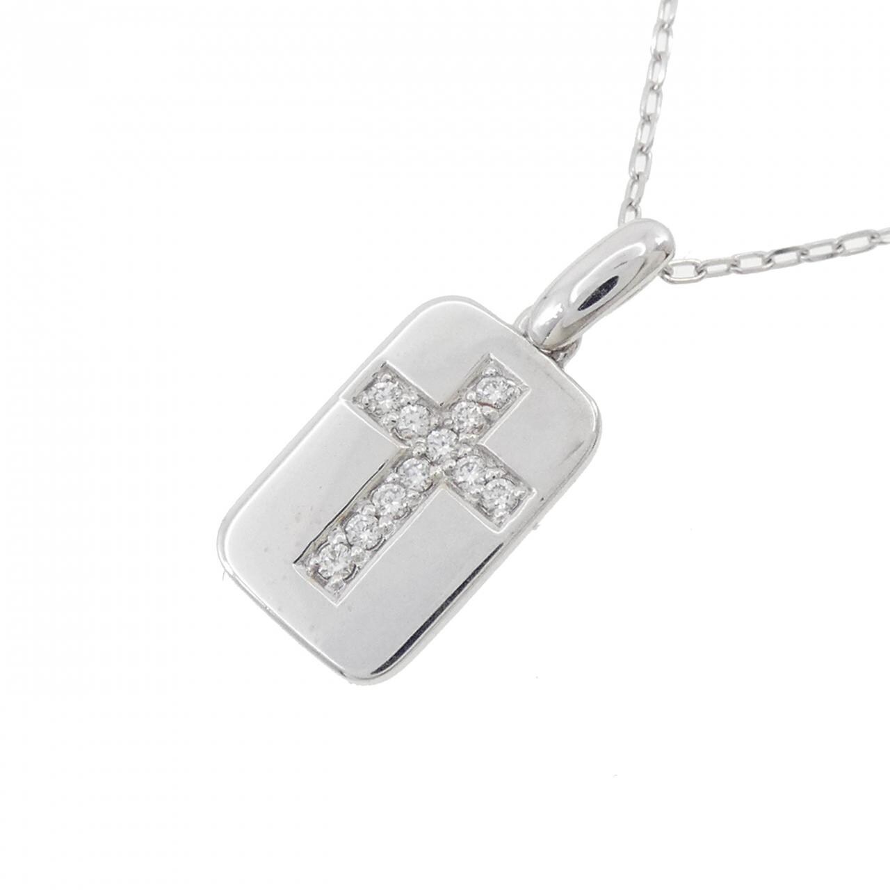 K18WG クロス ダイヤモンド ネックレス 0.10CT