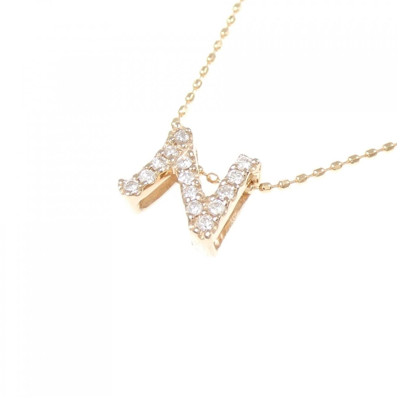 K18PG イニシャルN ダイヤモンド ネックレス 0.09CT