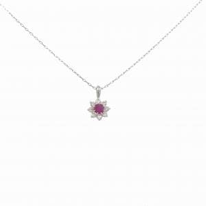 【新品】PT900 ルビー ネックレス 0.09CT