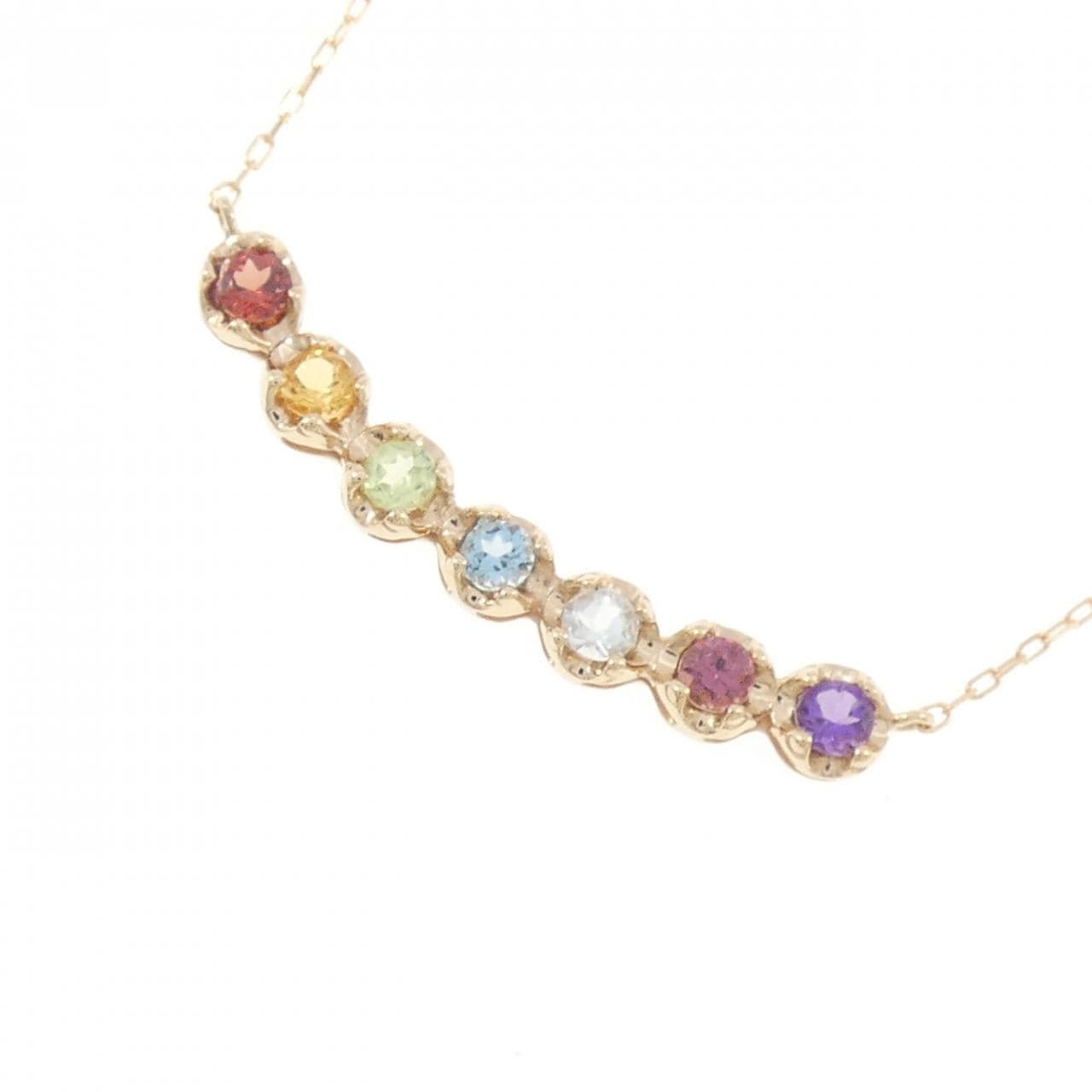 K18PG colored stone necklace