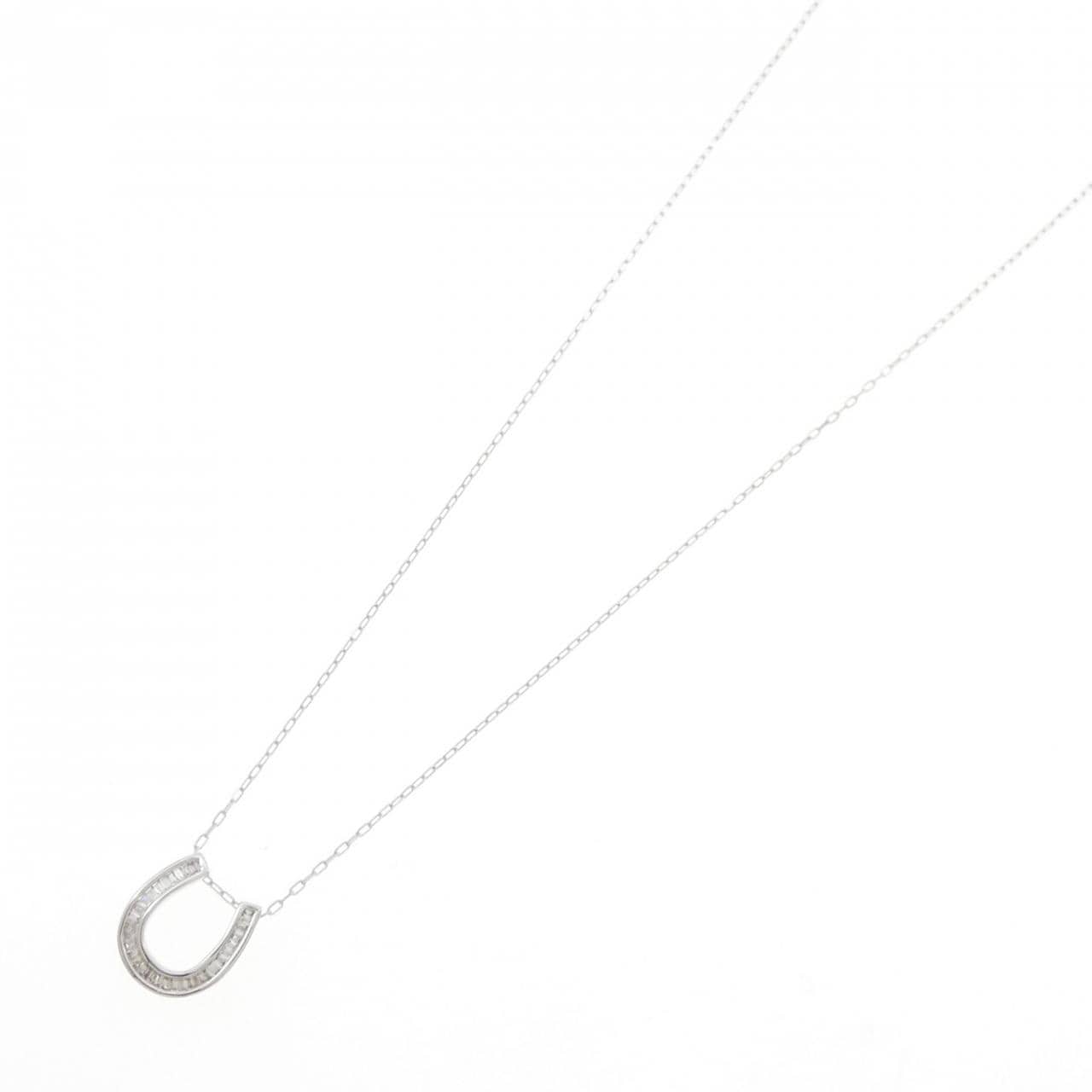 K18WG ホースシュー ダイヤモンド ネックレス 0.11CT