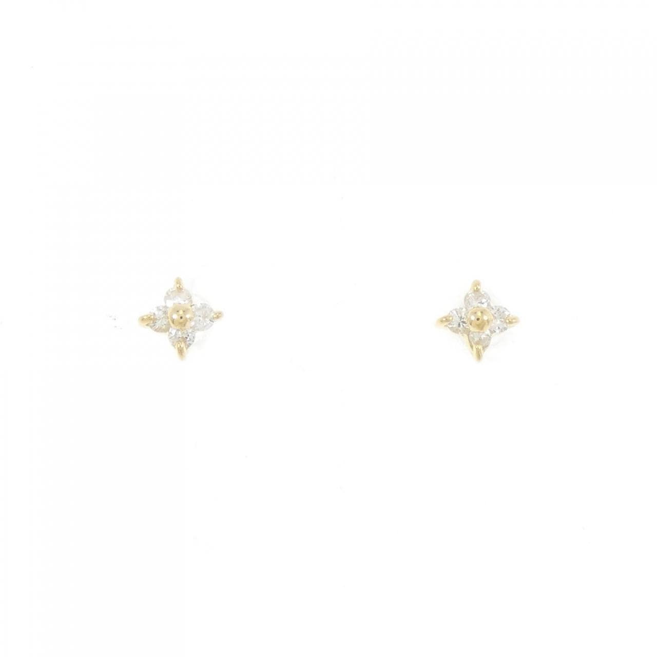 K18YG Flower Diamond Earrings 0.08CT