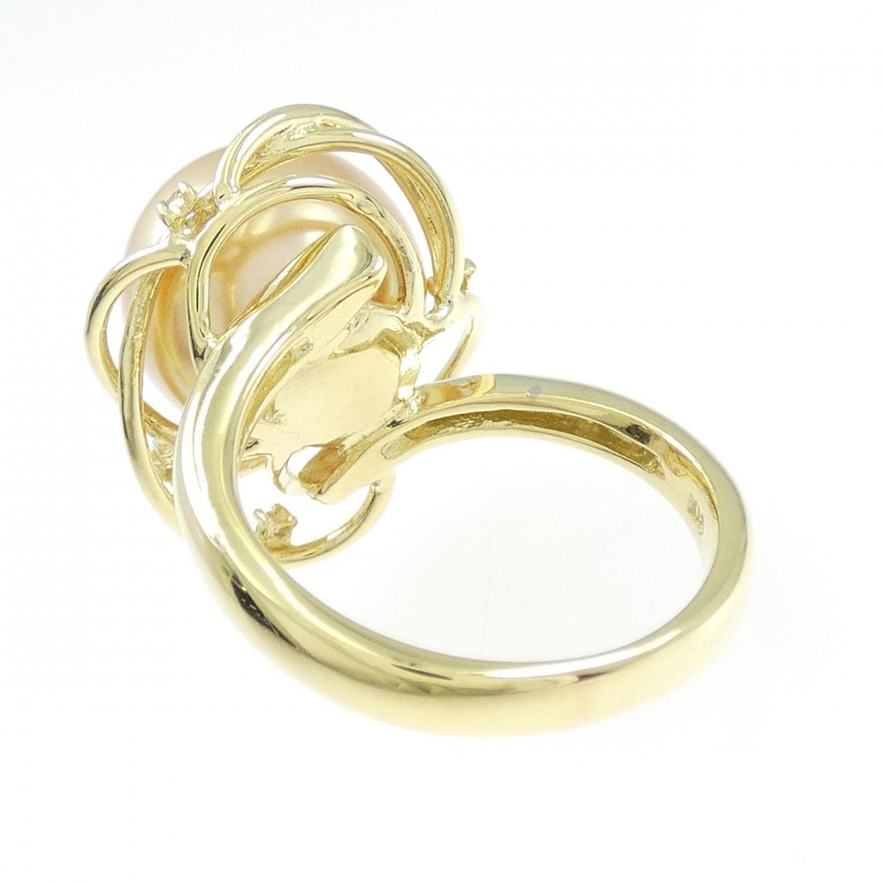 K18YG White Butterfly Pearl ring 12.3mm