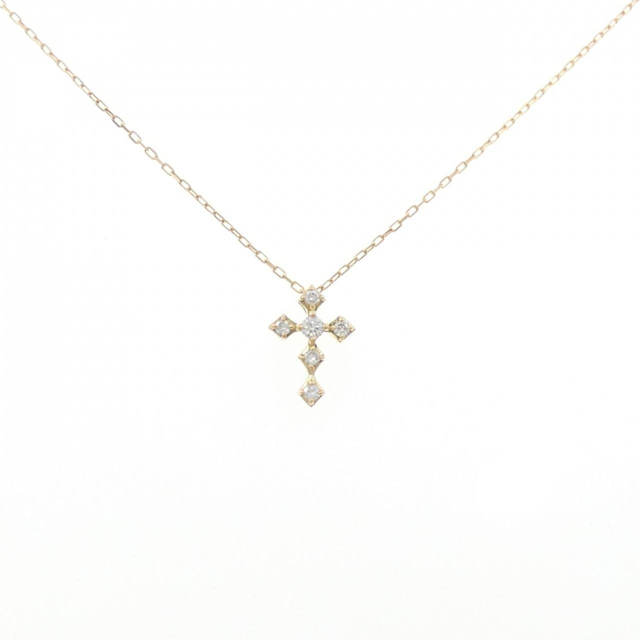K18YG クロス ダイヤモンド ネックレス 0.10CT
