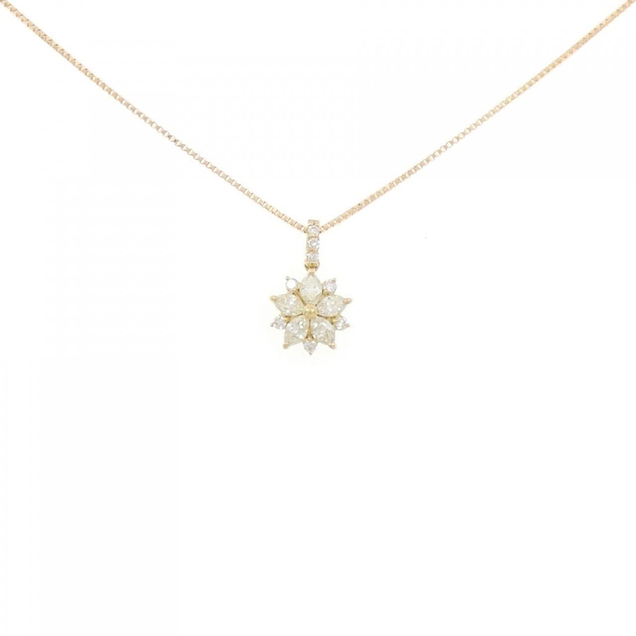 【新品】K18YG フラワー ダイヤモンド ネックレス 0.25CT