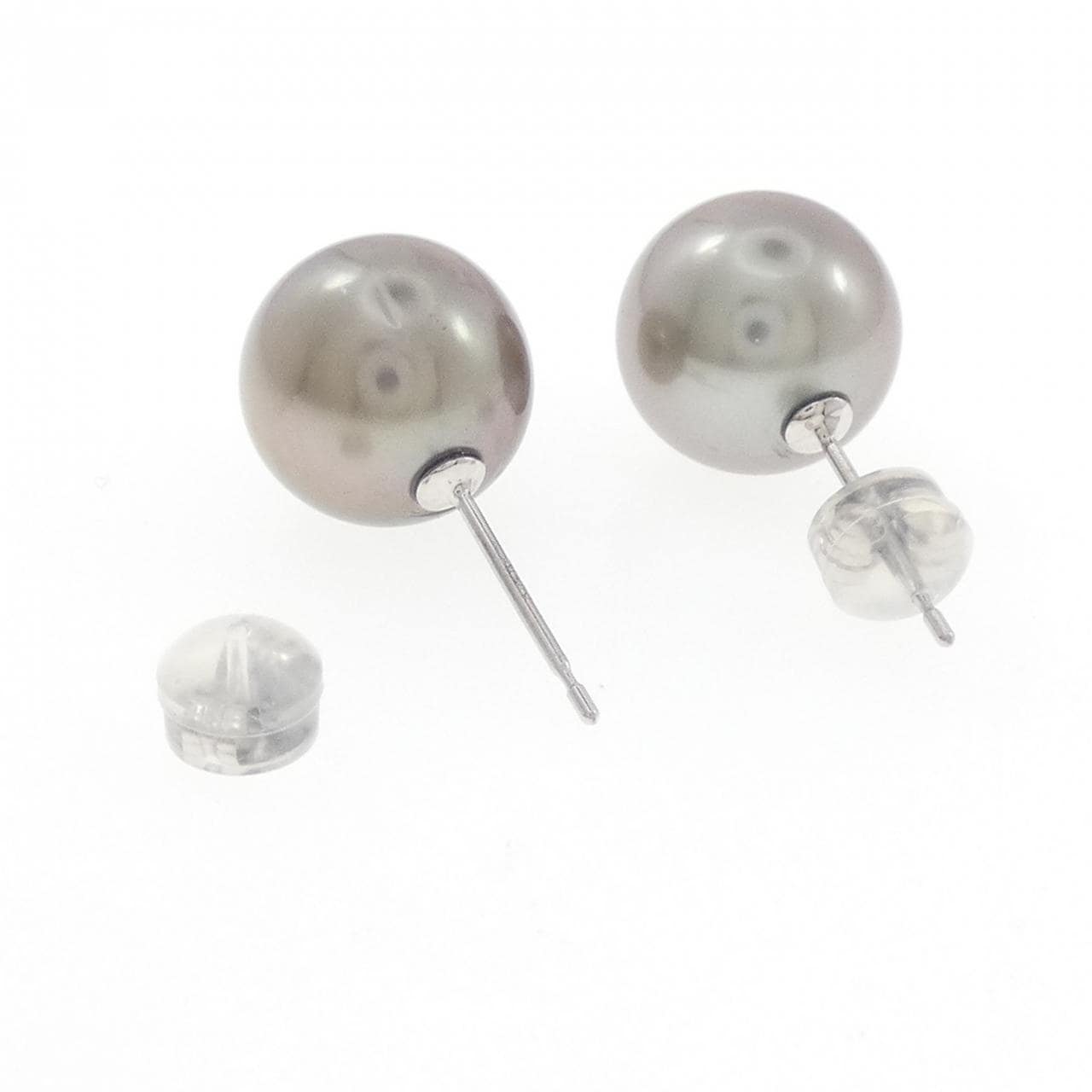 K14WG 黒蝶パール ピアス 11.2mm
