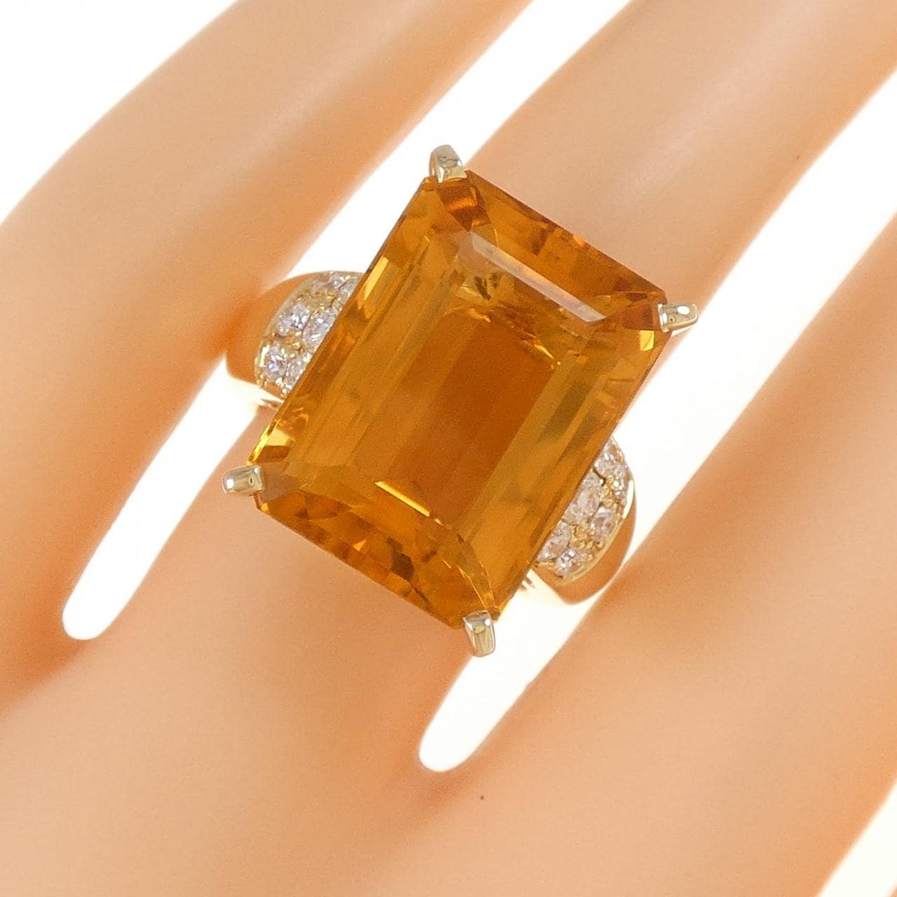 K18YG シトリン リング 13.50CT