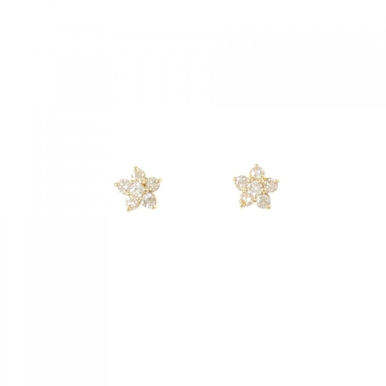 K18YG フラワー ダイヤモンド ピアス