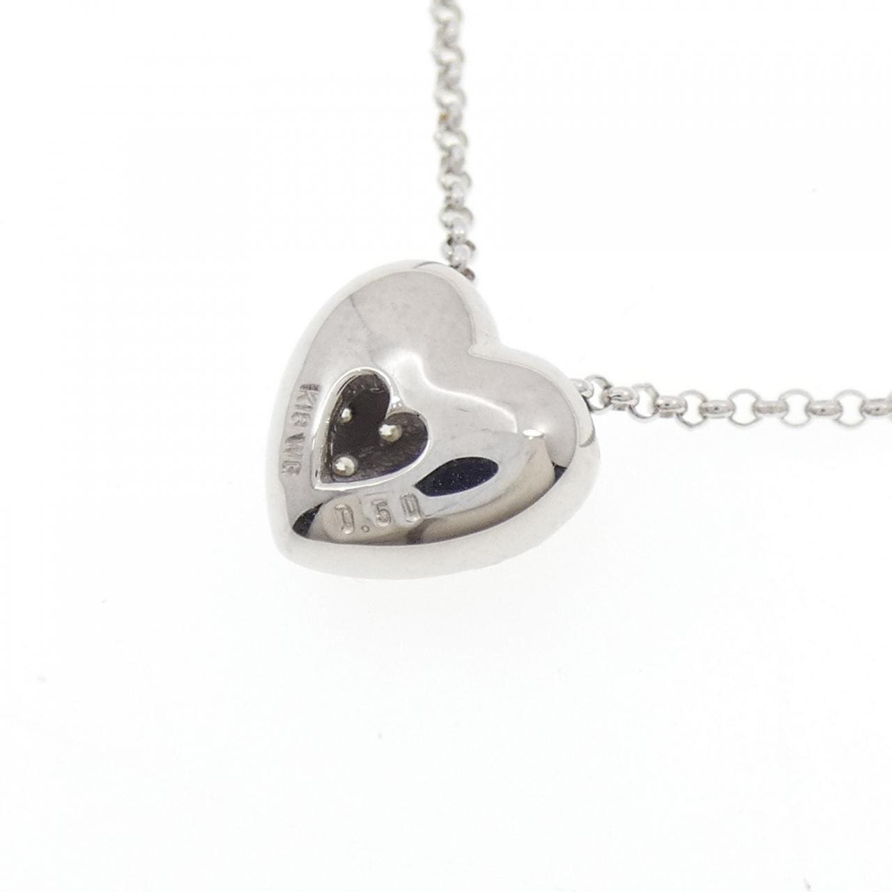 K18WG ハート パヴェ ダイヤモンド ネックレス 0.50CT