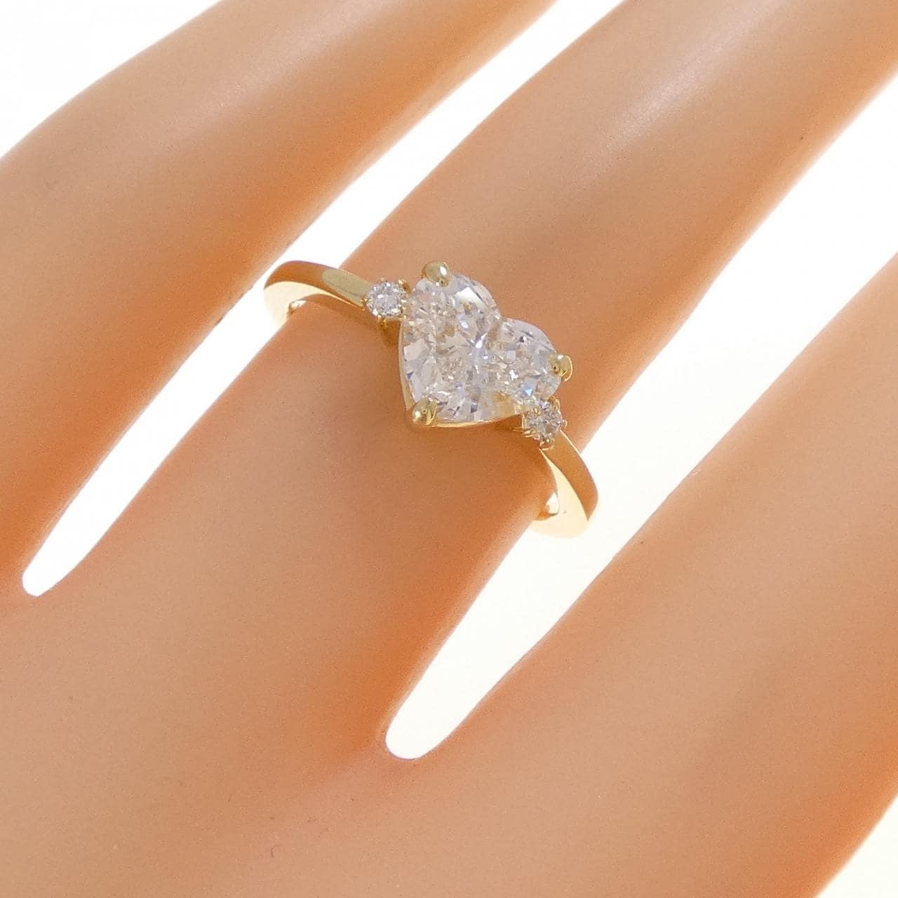 K18YG ハート ダイヤモンド リング 1.019CT