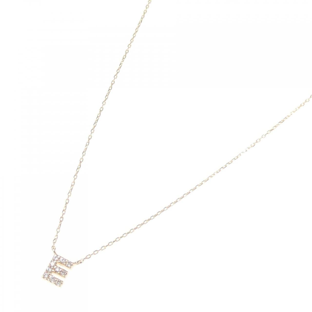 K10YG イニシャルE ダイヤモンド ネックレス 0.04CT