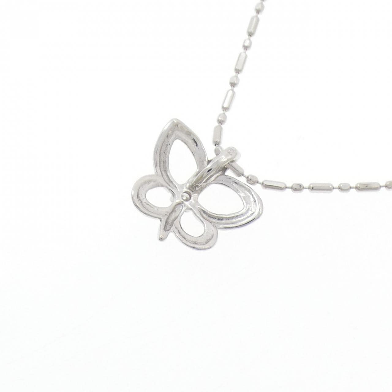 K18WG バタフライ ダイヤモンド ネックレス 0.01CT