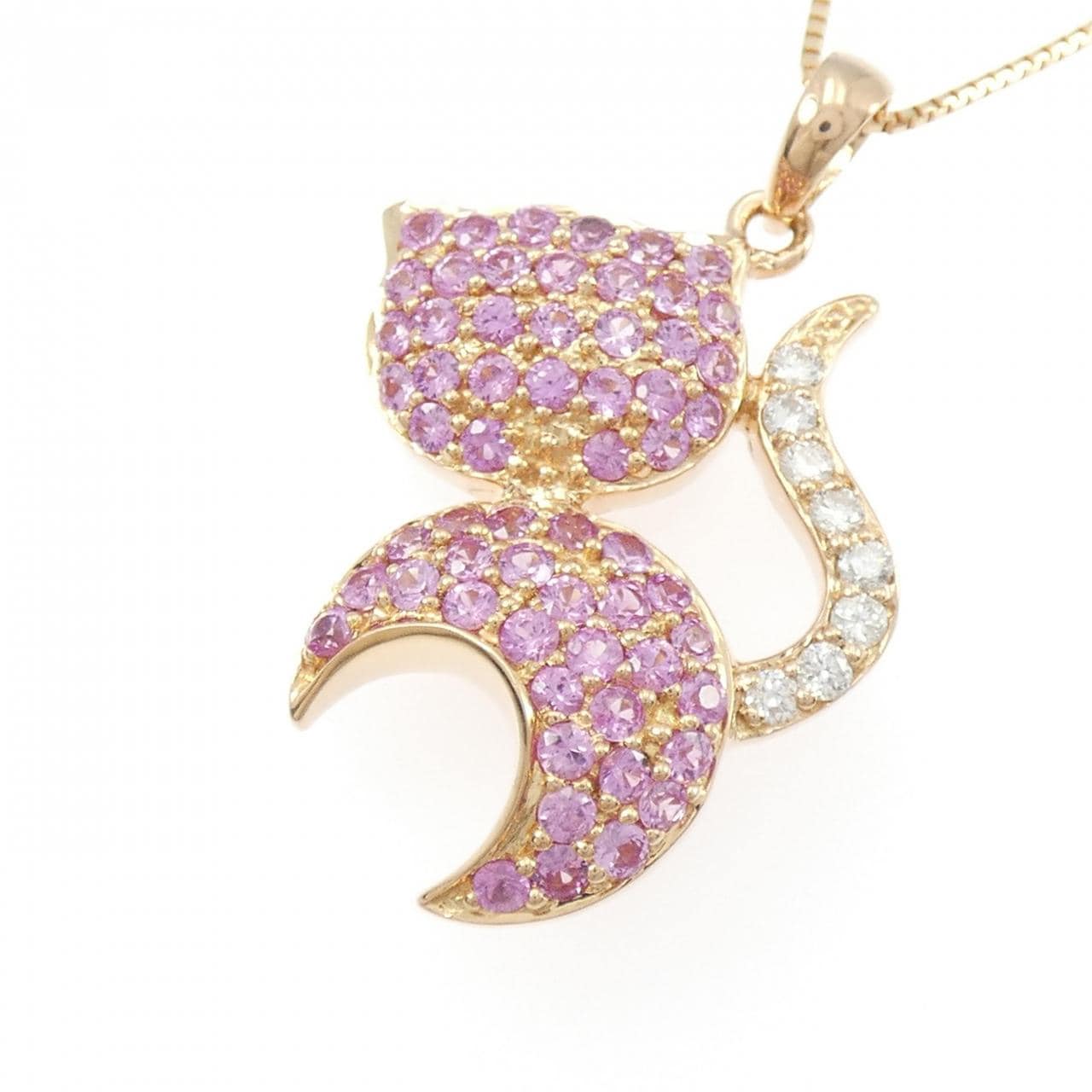 K18PG キャット サファイヤ ネックレス 1.38CT