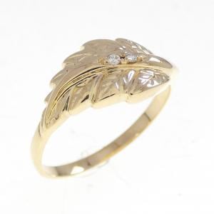 K18YG リーフ ダイヤモンド リング
