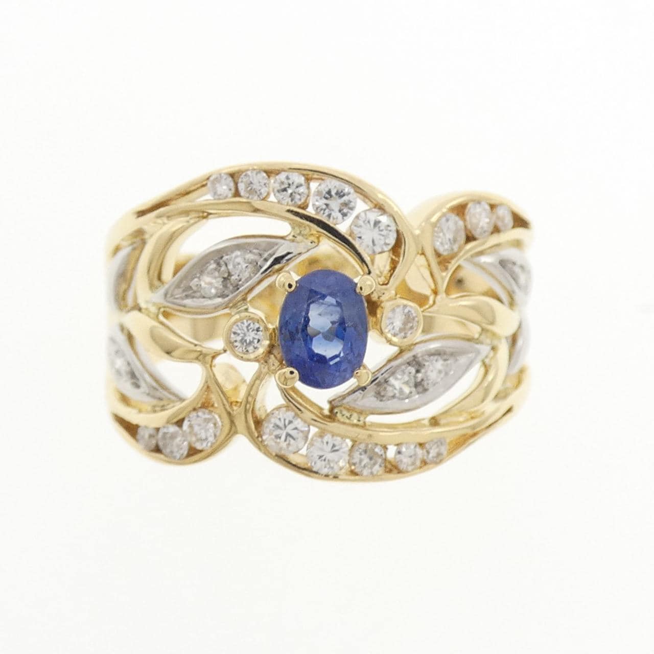 K18YG/PT サファイヤ リング 0.41CT