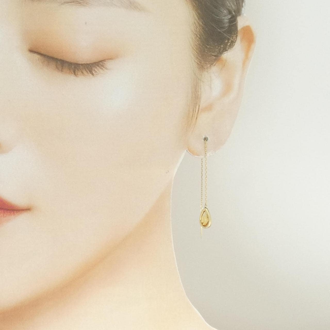 K14YG シトリン ピアス