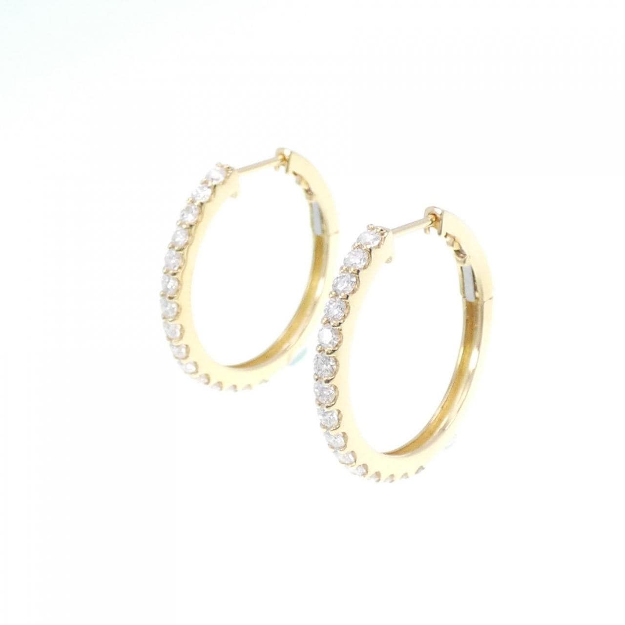 [BRAND NEW] K18YG hoop Diamond earrings 0.802CT