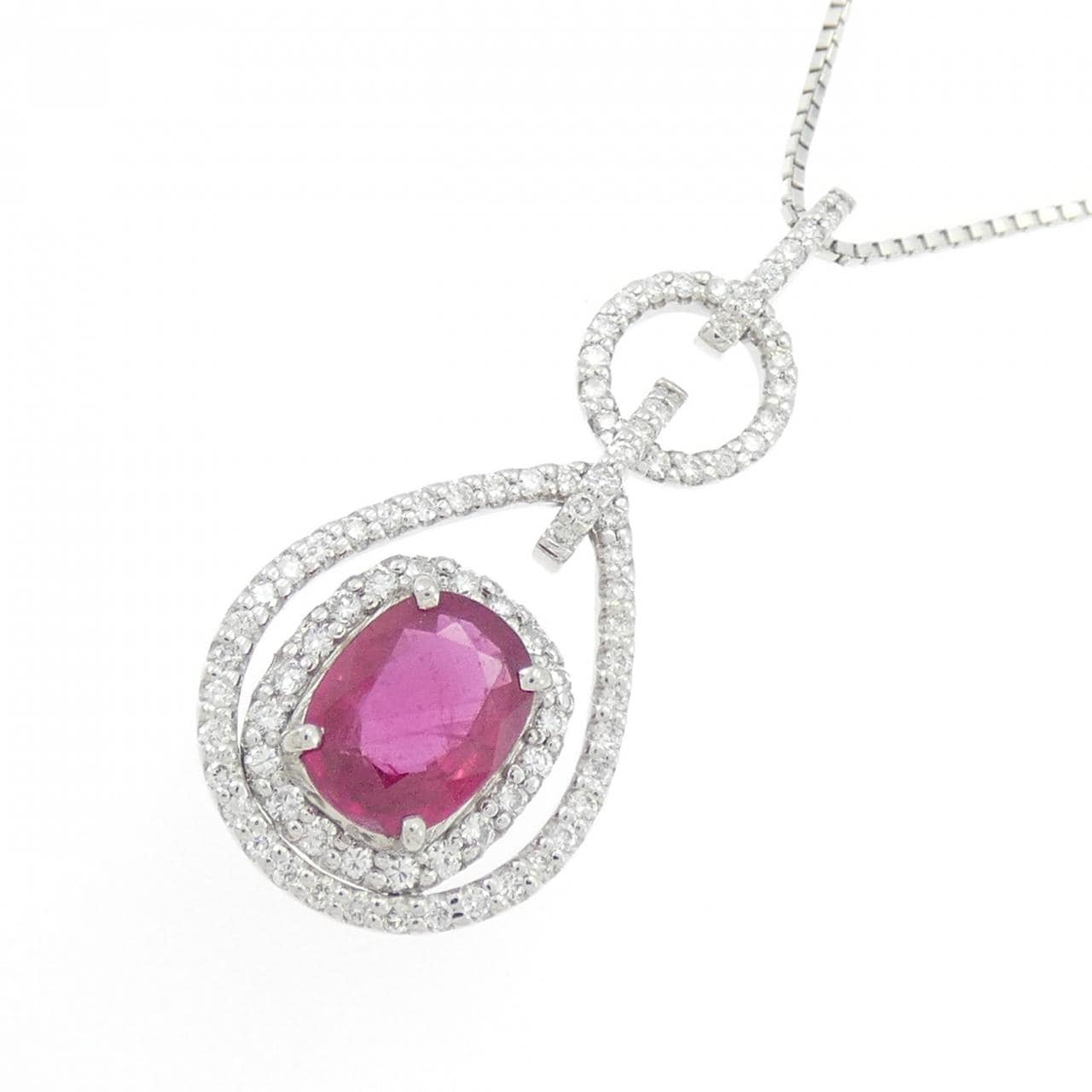 K18WG ルビー ネックレス 1.30CT