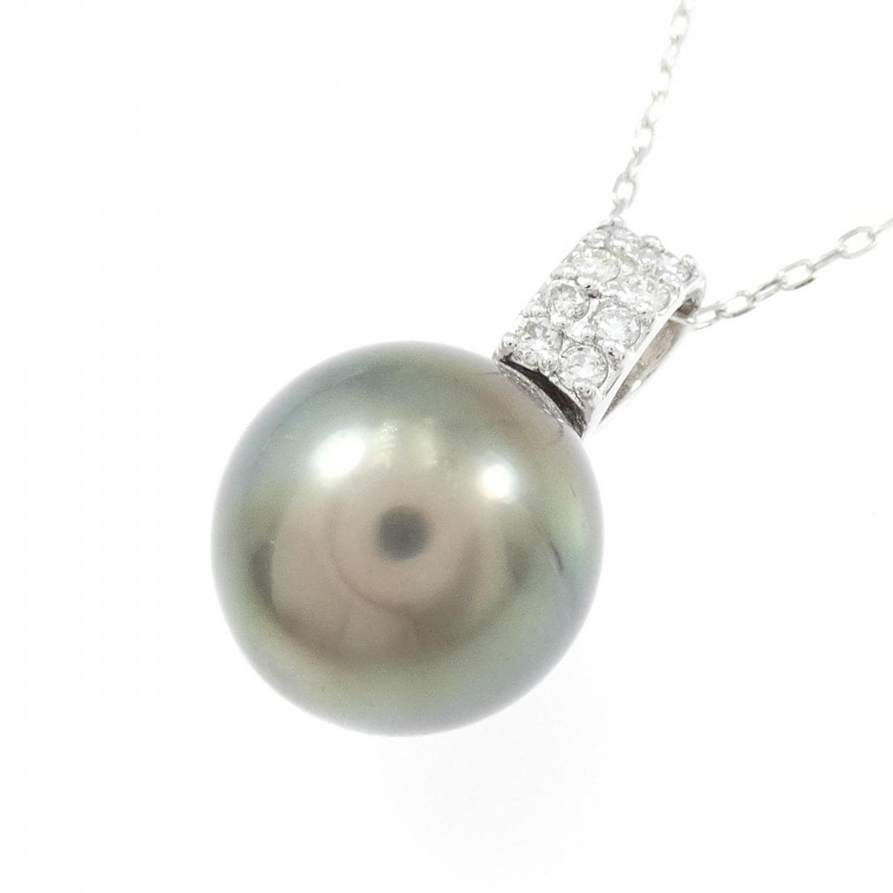 K18WG 黒蝶パール ネックレス 11.9mm