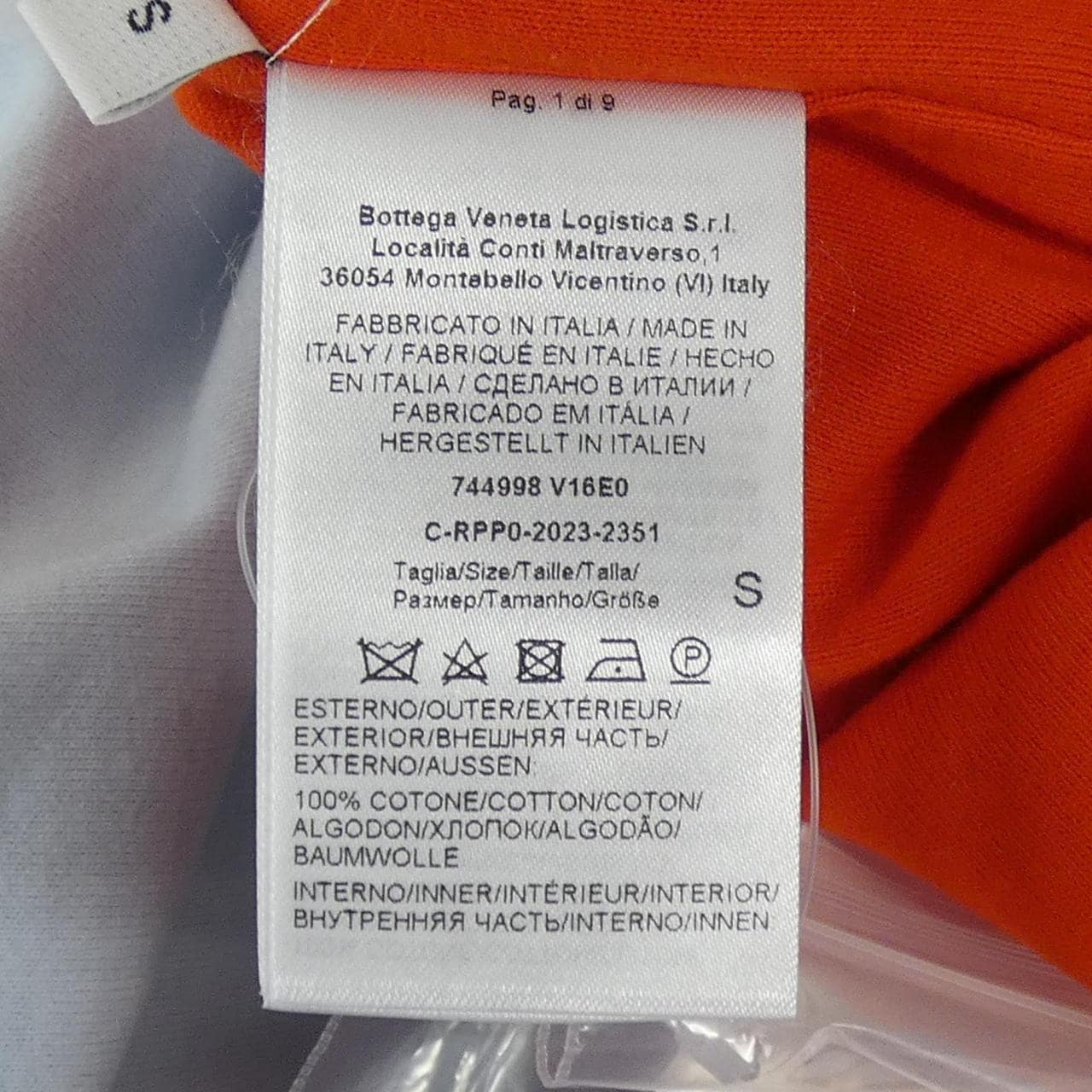 ボッテガヴェネタ BOTTEGA VENETA 744998 V16E0 Tシャツ