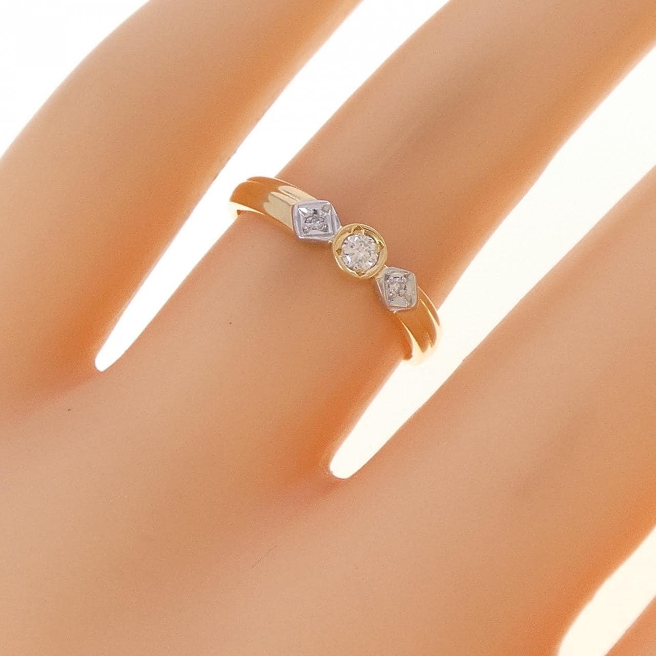 K18YG/PT900 ダイヤモンド リング 0.072CT