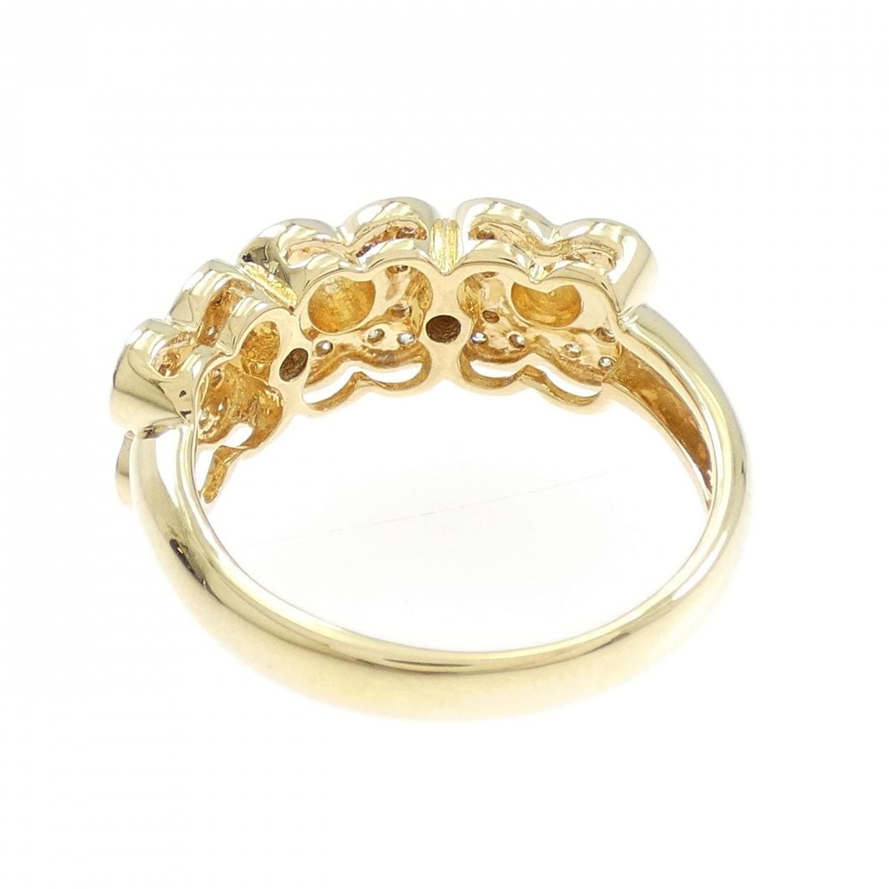 K18YG/K18WG フラワー ダイヤモンド リング 0.20CT
