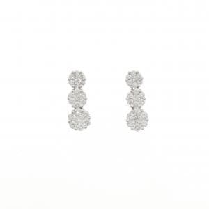 K18WG フラワー ダイヤモンド ピアス 1.00CT
