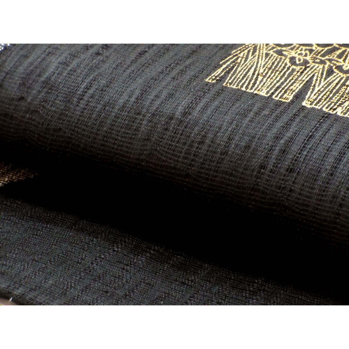 袋帯　紬透かしすくい織　金彩加工