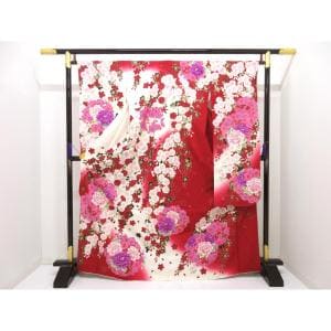 振袖　友禅金彩加工　刺繍入りボカシ染