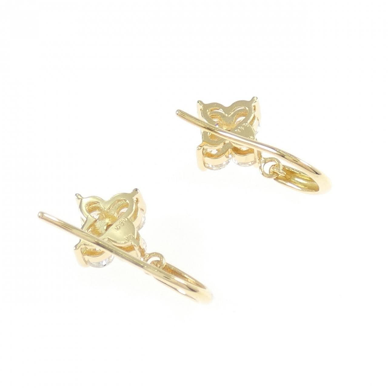 【リメイク】K18YG フラワー ダイヤモンド ピアス 1.00CT
