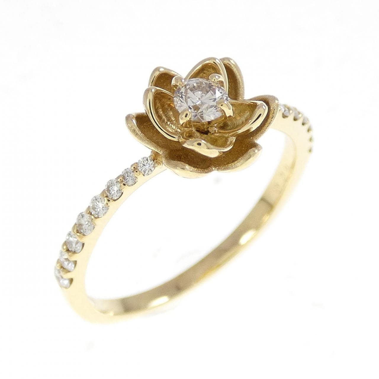 K18YG フラワー ダイヤモンド リング 0.23CT