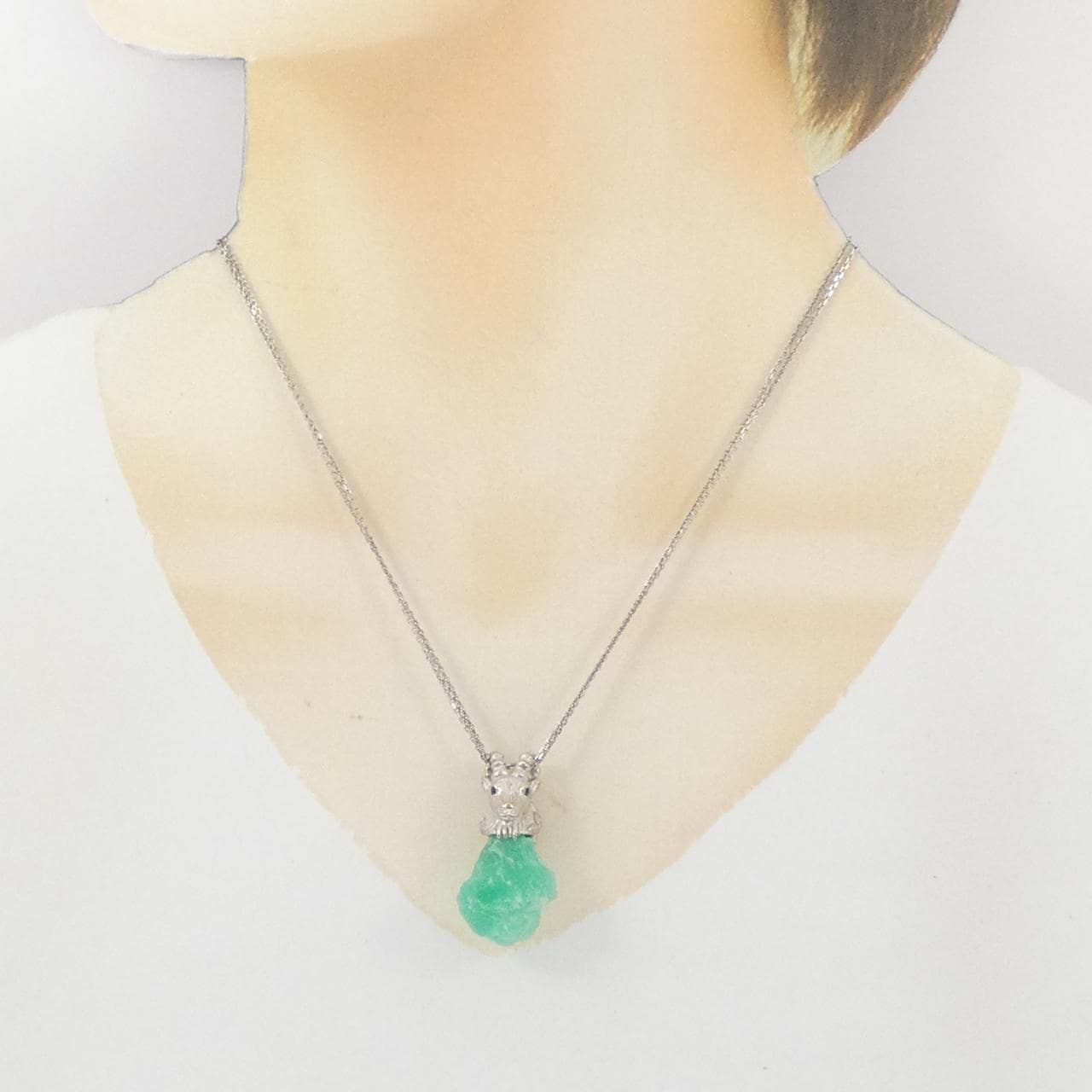 K18WG エメラルド ネックレス