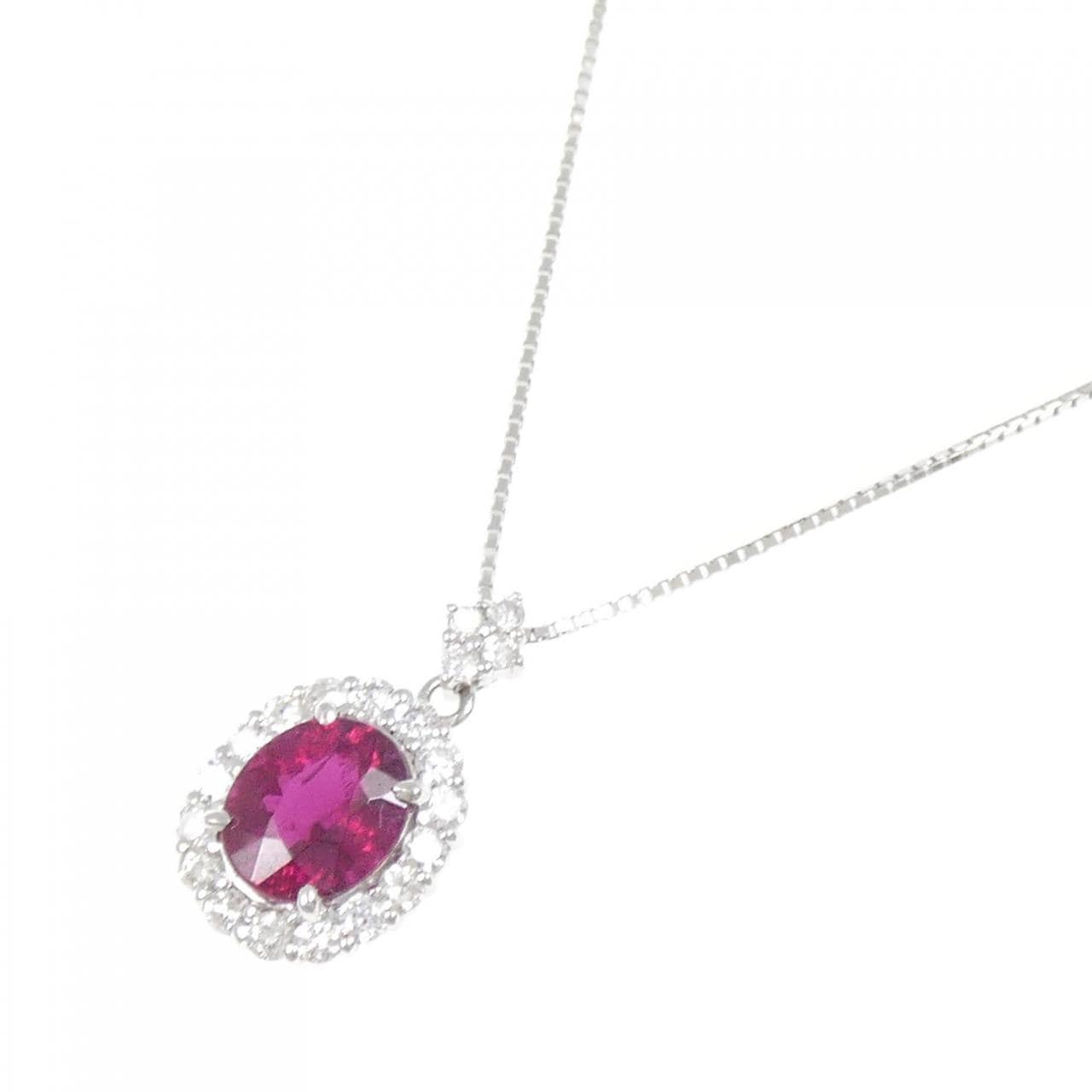 K18WG ルベライトトルマリン ネックレス 1.35CT