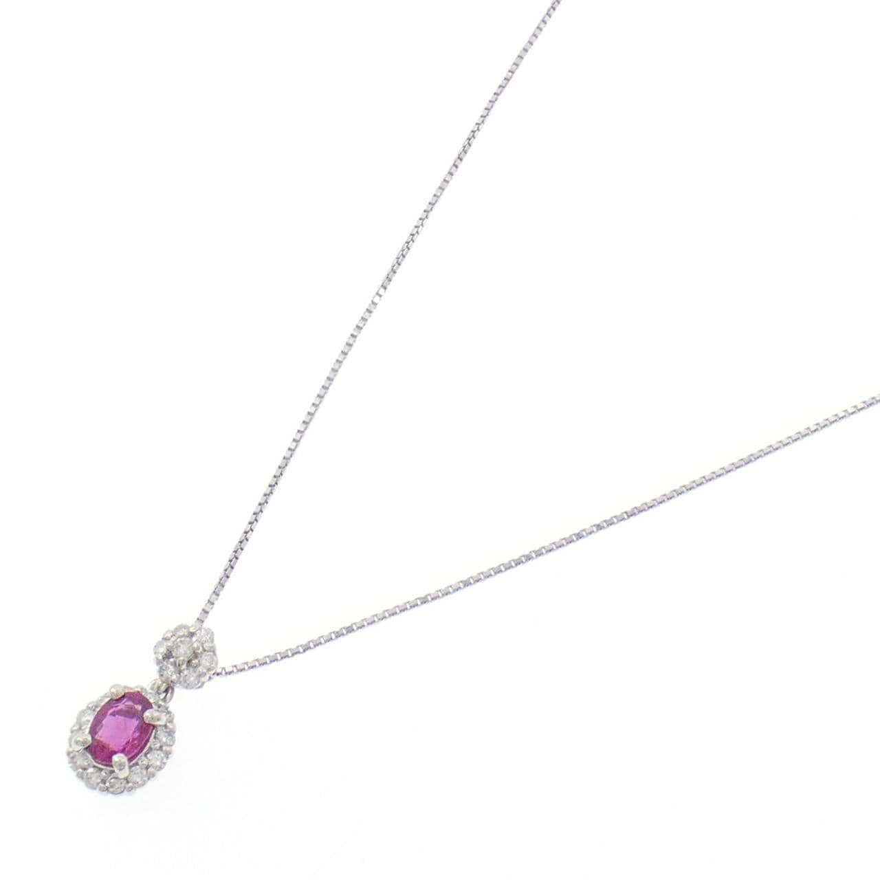 PT900/PT850 ルビー ネックレス 0.33CT