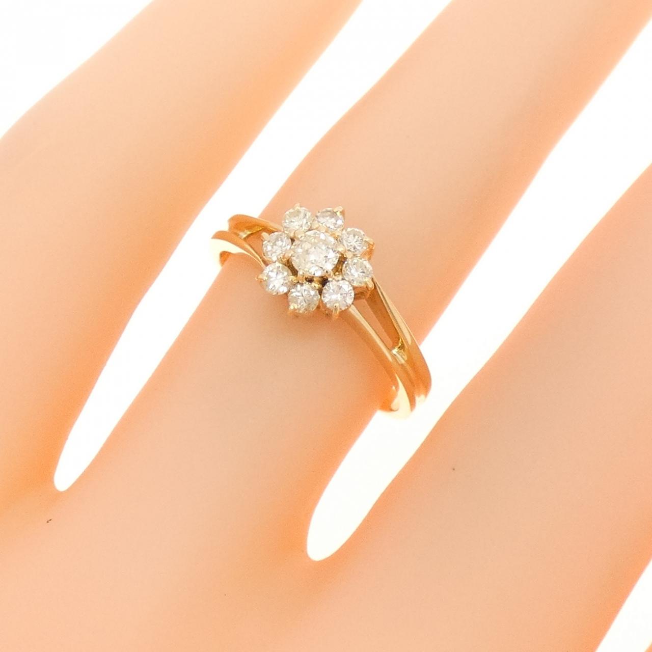 K18YG フラワー ダイヤモンド リング 0.30CT