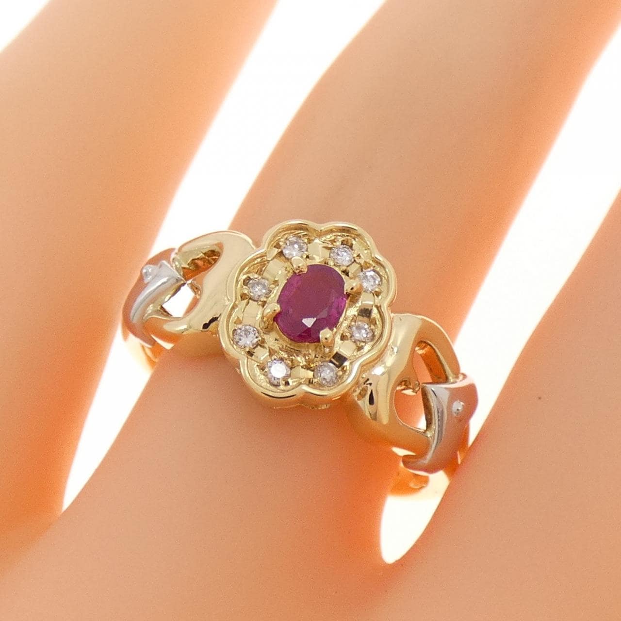 K18YG/PT900红宝石戒指