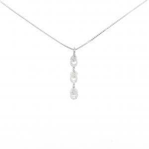 K18WG スリーストーン ダイヤモンド ネックレス 0.50CT