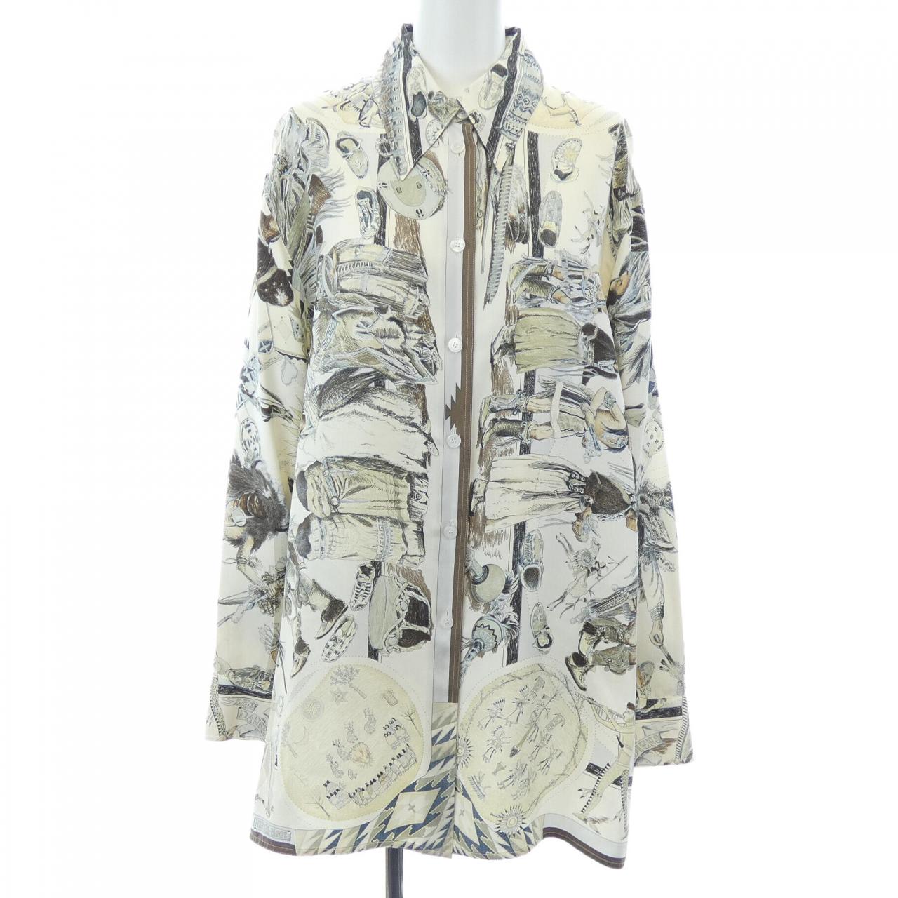 【ヴィンテージ】エルメス HERMES LES DANSES DES INDIENS ツイルレーヌ. シャツ