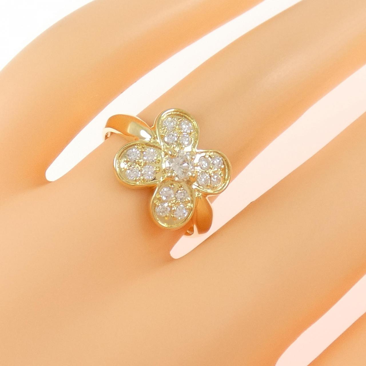 K18YG フラワー ダイヤモンド リング 0.50CT