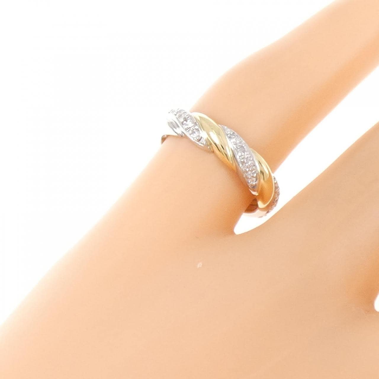 PT900/K18YG ダイヤモンド ピンキー リング 0.08CT
