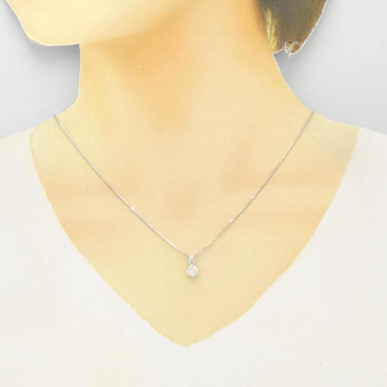 K18WG Solitaire Diamond Necklace 0.50CT