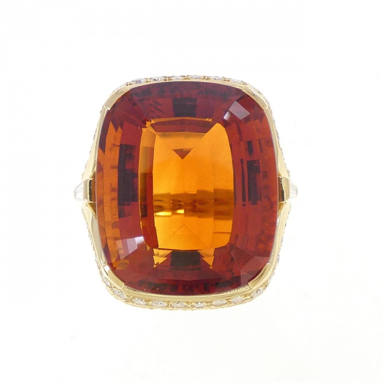 K18YG シトリン リング 23.48CT