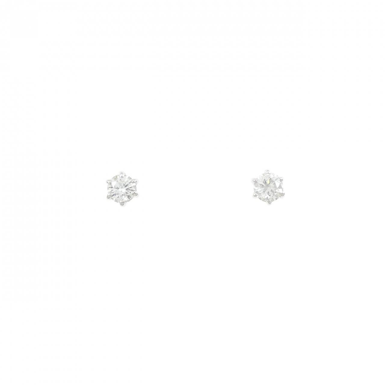 K18WG ソリティア ダイヤモンド ピアス 0.21CT