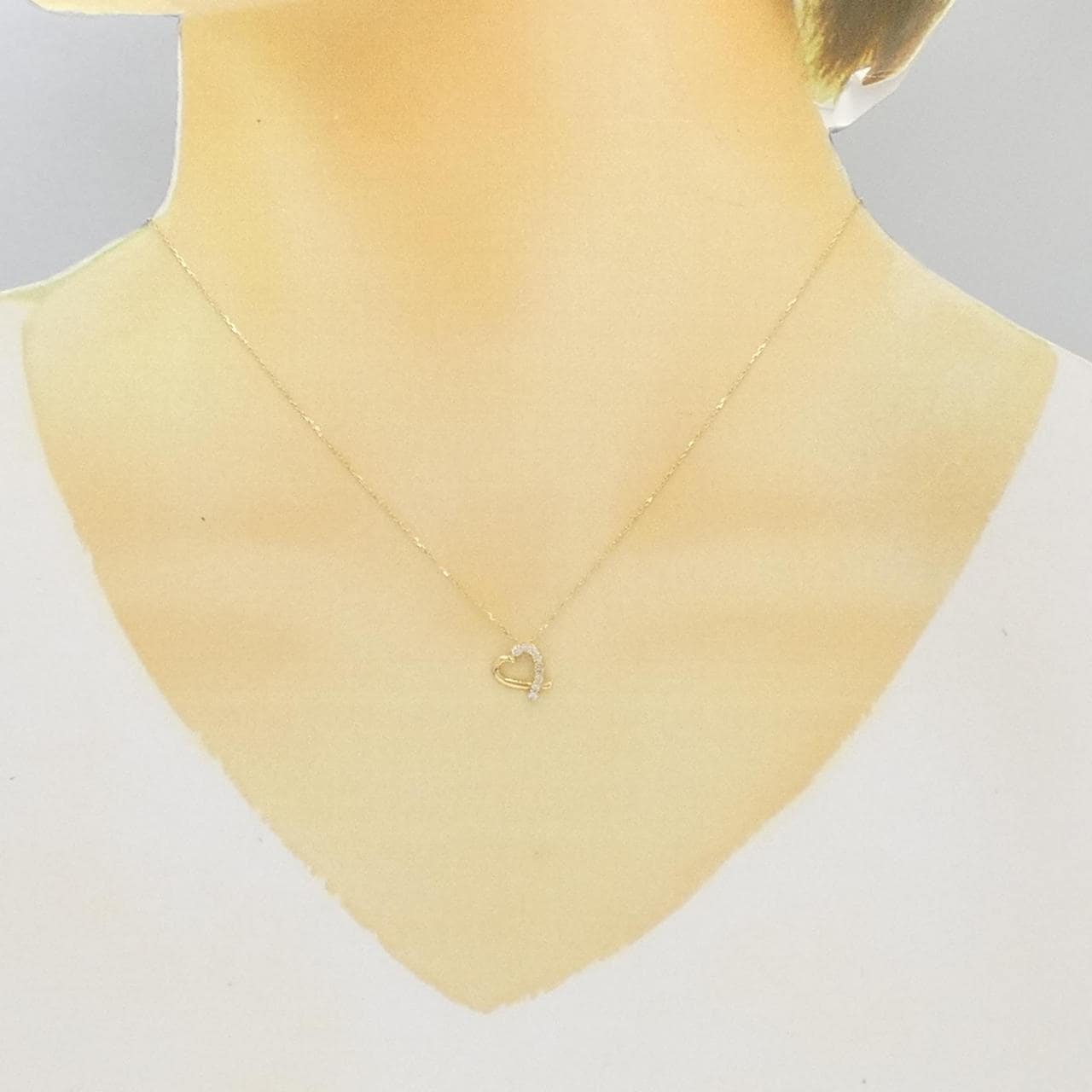 【新品】K18YG ハート ダイヤモンド ネックレス 0.10CT