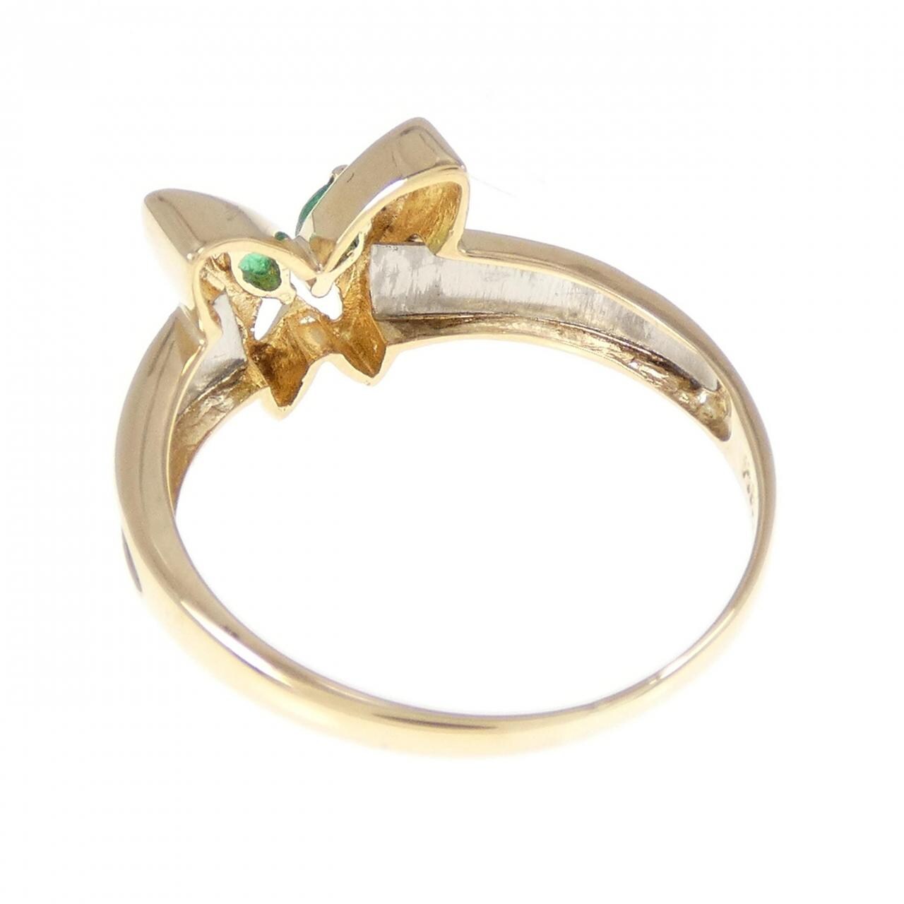 K18YG/PT butterfly emerald ring