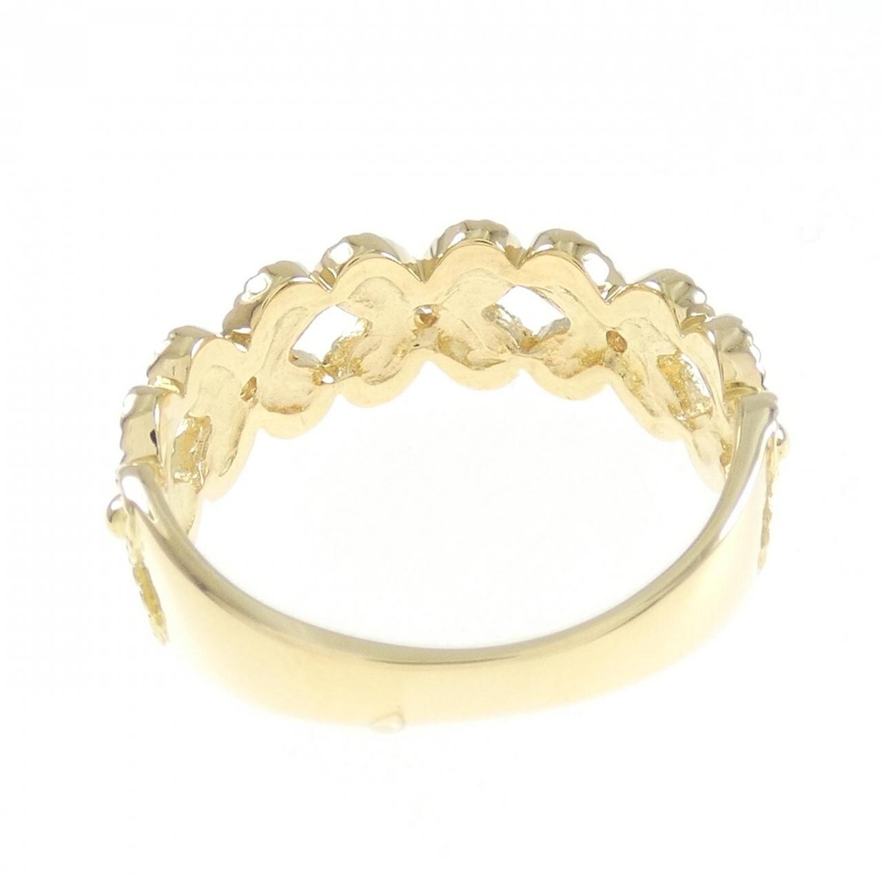 K18YG フラワー ダイヤモンド リング 0.06CT