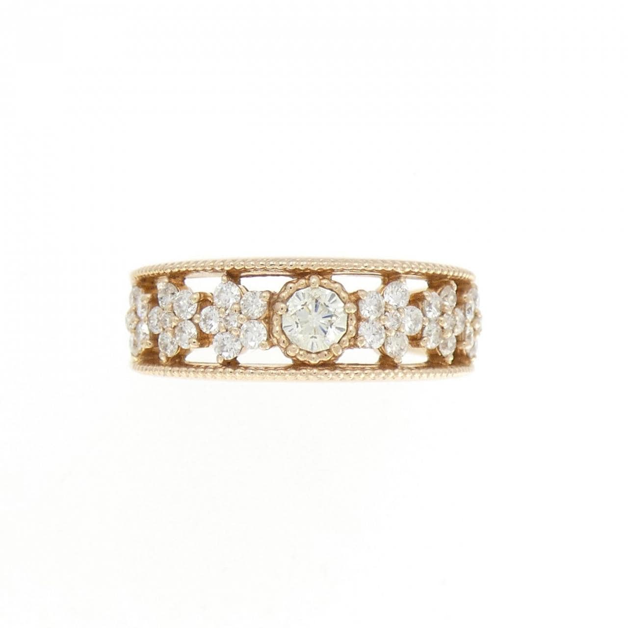 K18PG フラワー ダイヤモンド リング 0.150CT