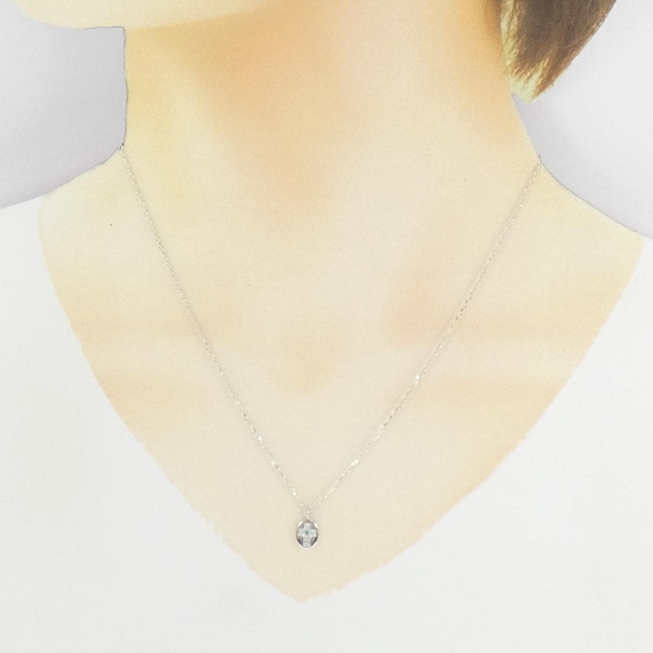 K18WG クロス ダイヤモンド ネックレス 0.05CT