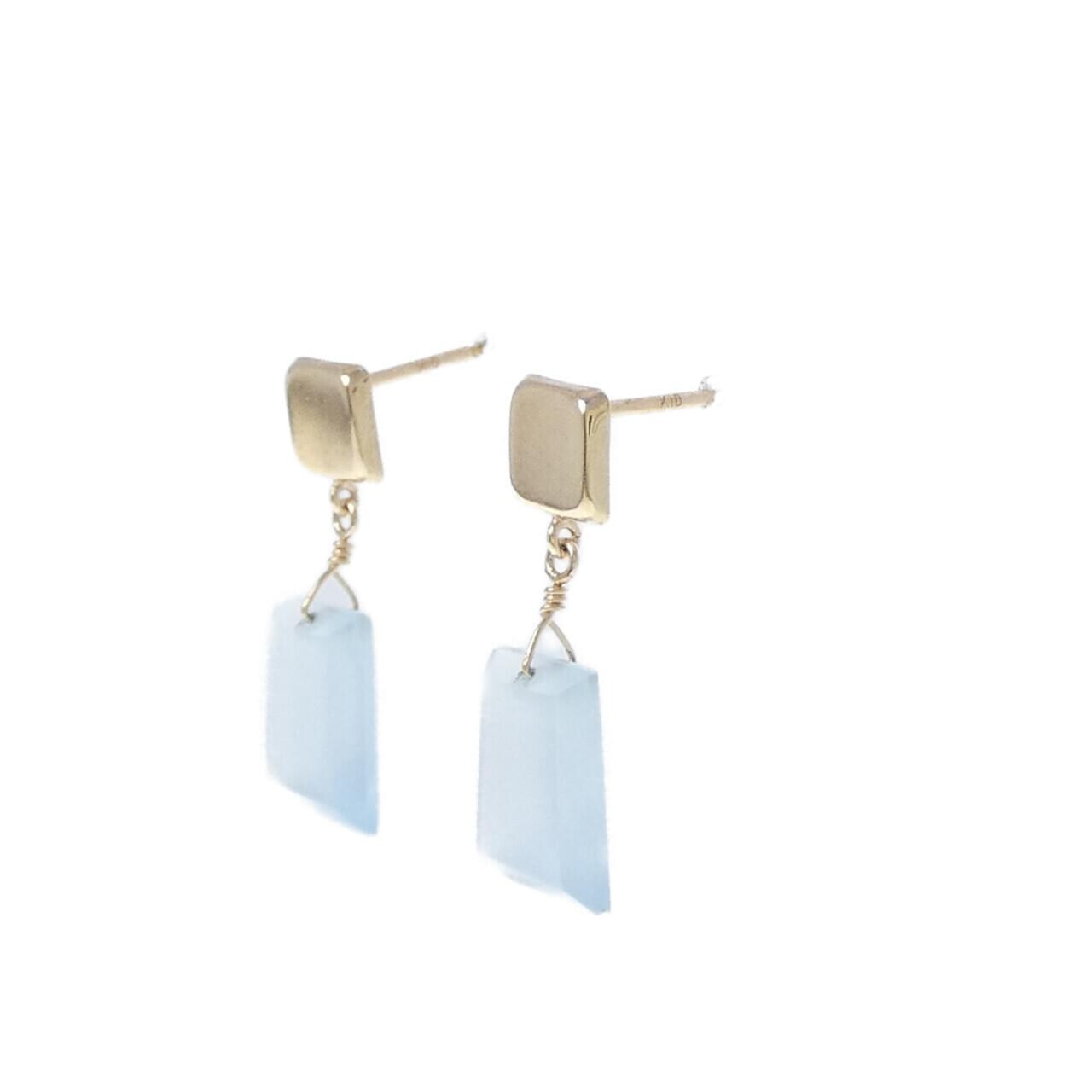 【新品】K10YG カルセドニー ピアス