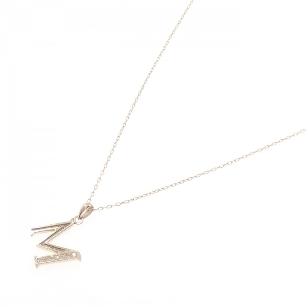 K10PG イニシャルM ダイヤモンド ネックレス 0.03CT